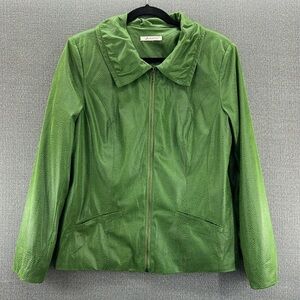 JM Collection Women’s Green Full Zip Animal Print Blazer Jacket Size M